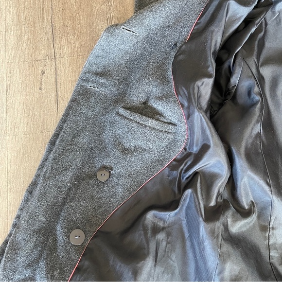 Talula Babaton Canada Made 70% Virgin Wool Double Breast Grey Trench Coat Size L - Picture 2 of 10